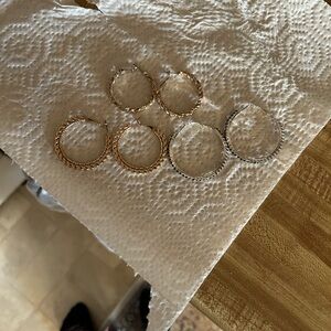 Chic Twisted Gold and Silver Hoop Earrings